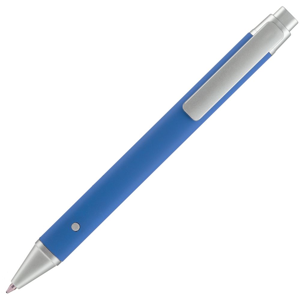 Ручка шариковая Button Up, синяя с серебристым
