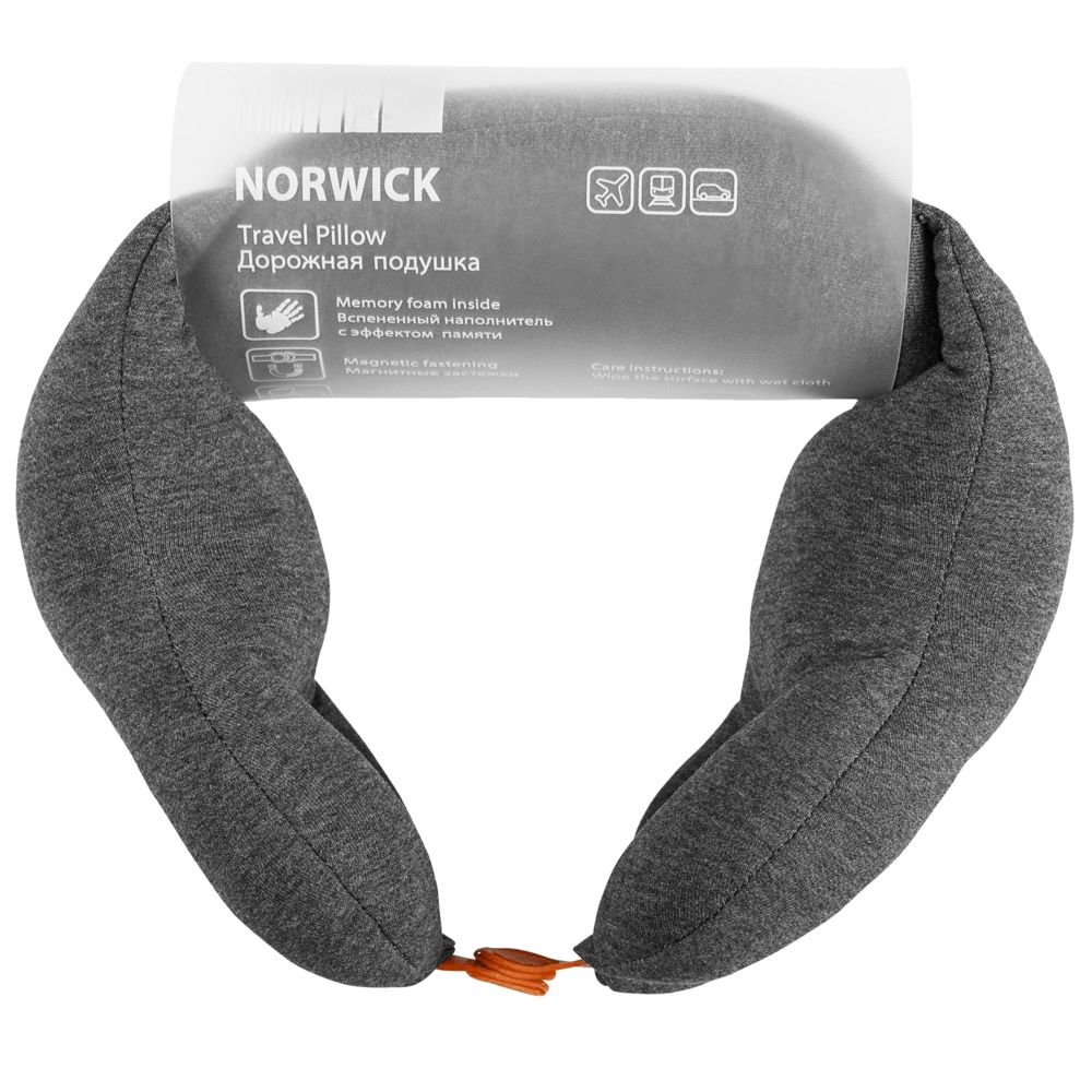 Дорожная подушка Norwick, серая с оранжевым