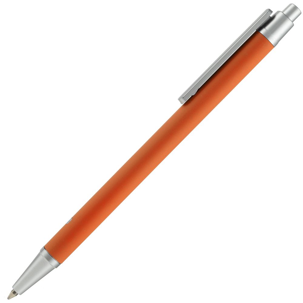 Ручка шариковая Button Up, оранжевая с серебристым