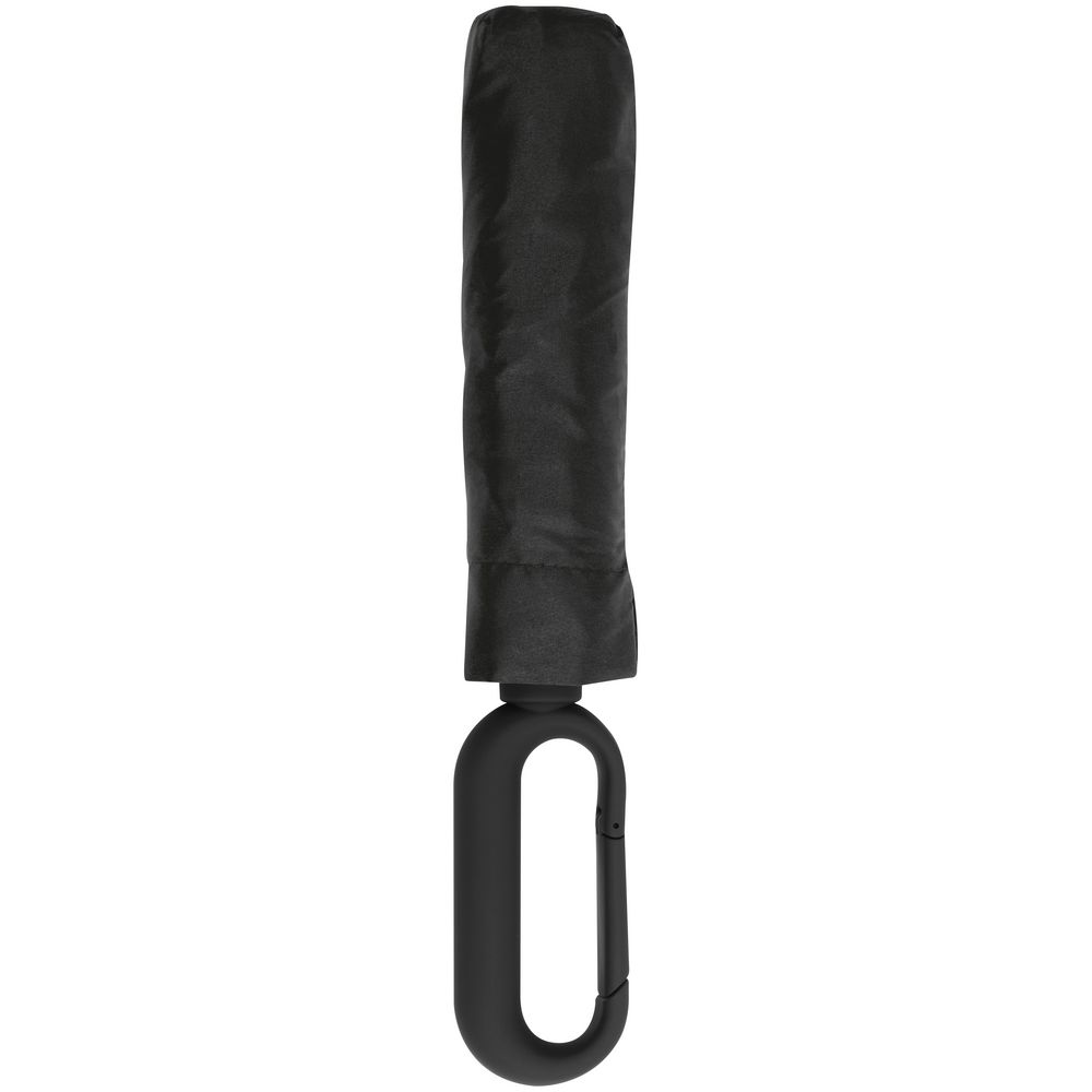 Зонт складной Hoopy с ручкой-карабином, черный