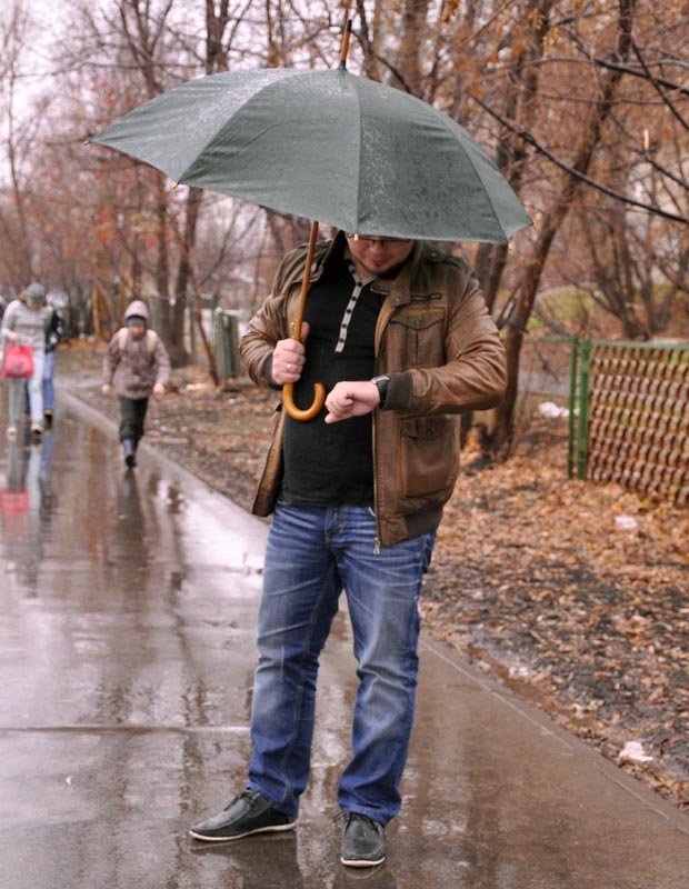 Зонт трость с деревянной ручкой "Денди"