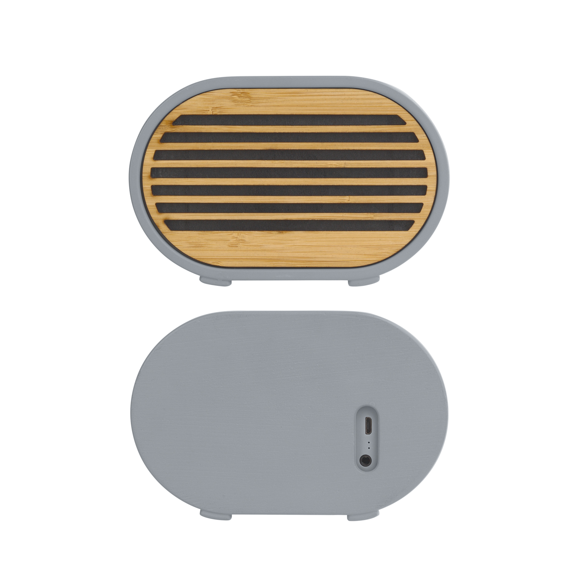 Bluetooth колонка "Stonehenge" 5Вт с беспроводным зарядным устройством, камень/бамбук