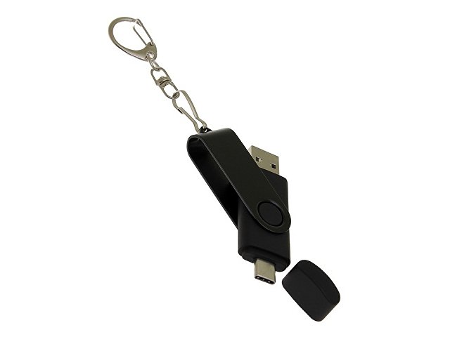 USB 3.0- флешка на 64 Гб с поворотным механизмом и дополнительным разъемом Type-C