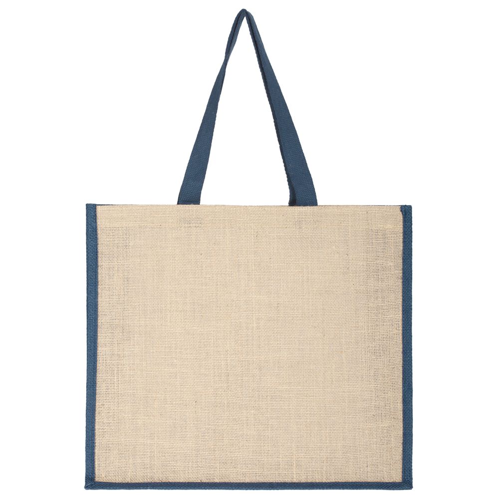 Холщовая сумка для покупок Bagari со светло-синей отделкой