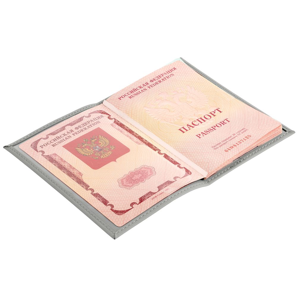 Обложка для паспорта Nubuk, светло-серая