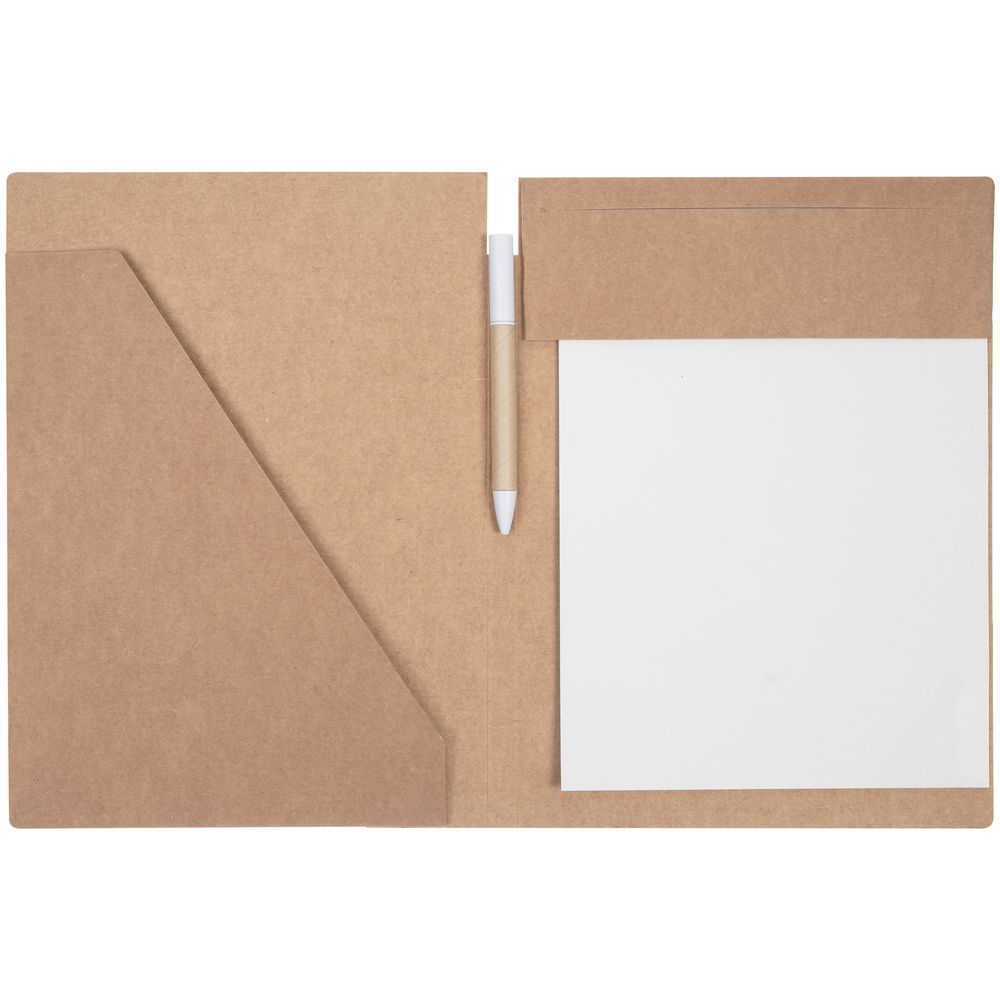 Папка Fact-Folder формата А4 c блокнотом и ручкой, крафт