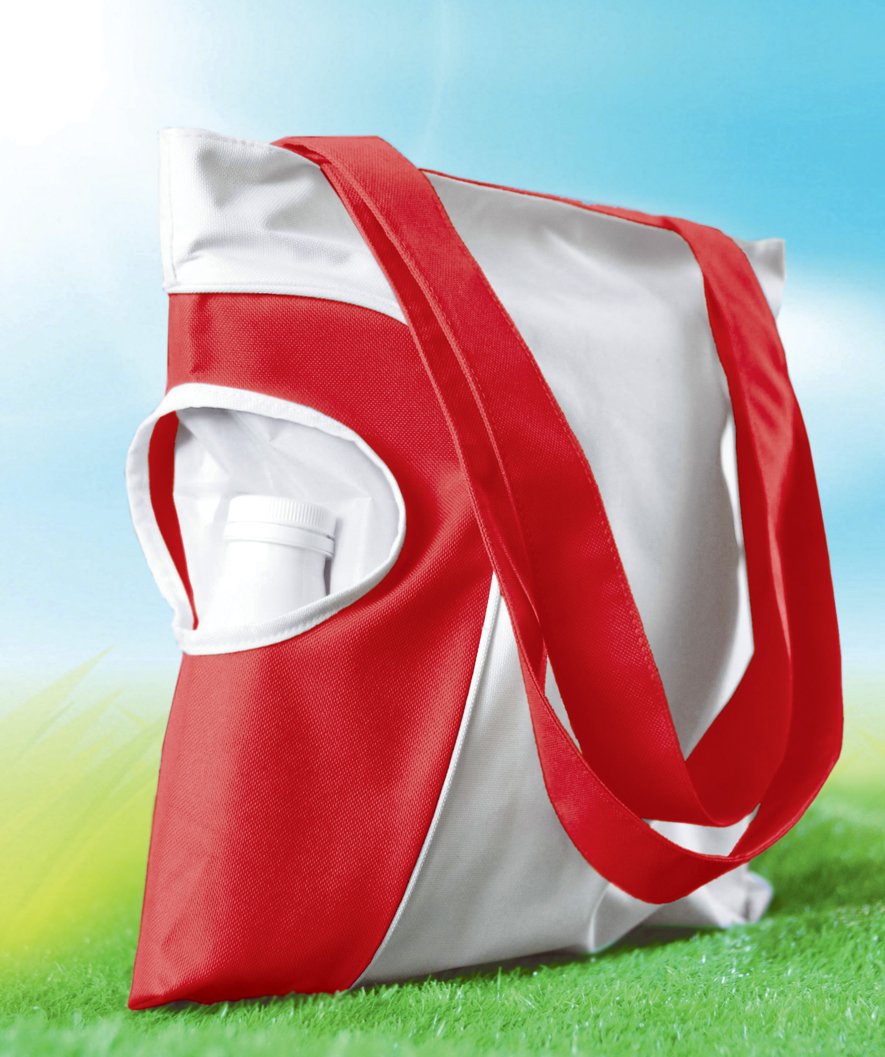 Сумка пляжная "Карибские острова", красная/белая#