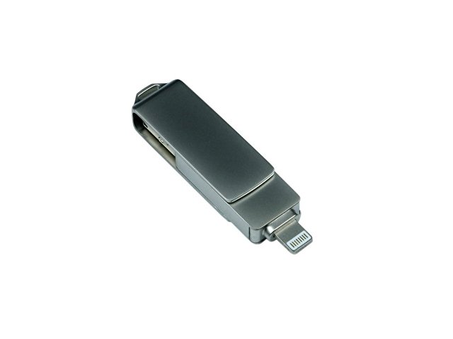 USB 3.0/micro USB/Lightning- флешка на 64 Гб с поворотным механизмом