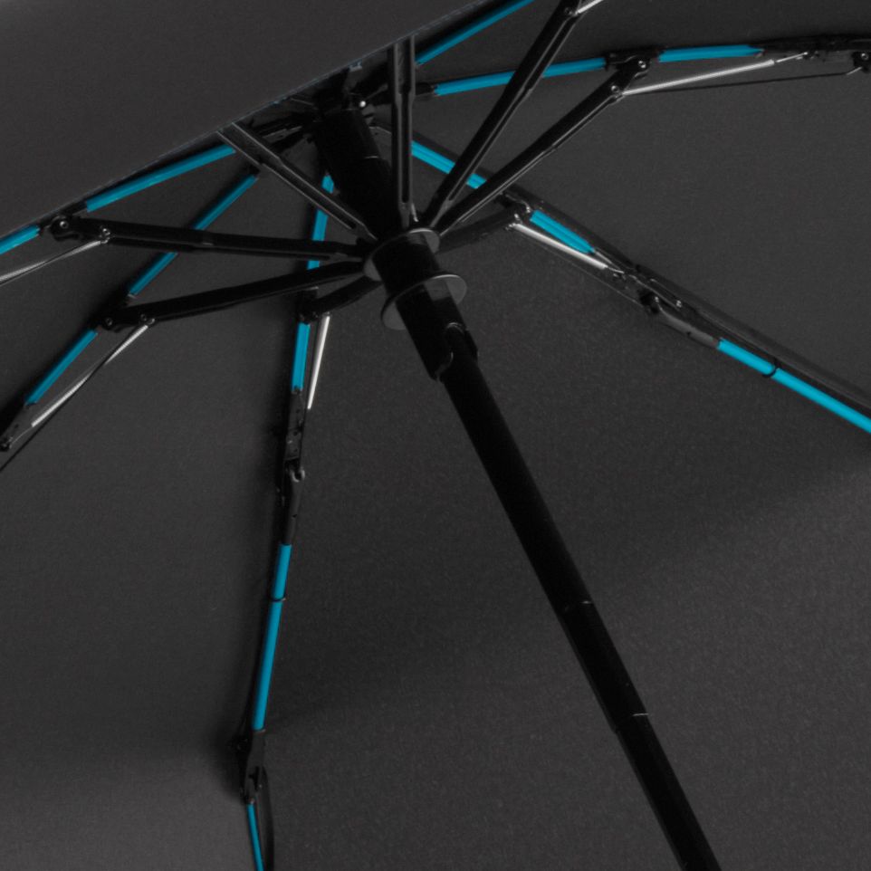 Зонт складной AOC Mini с цветными спицами, бирюзовый