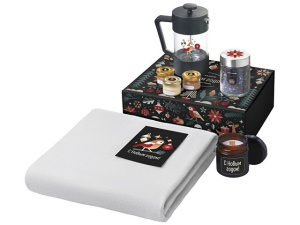 Подарочный набор «Re:Moments» с пледом, френчпрессом и медом Подарочный набор «Re:Moments» с пледом, френчпрессом и медом