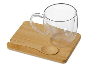 Кружка с двойными стенками на подставке с ложкой «Teatrio» Кружка с двойными стенками на подставке с ложкой «Teatrio»