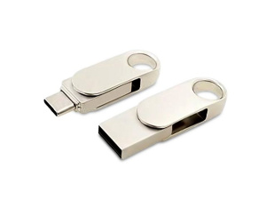 USB 2.0- флешка «Uranium» на 32 Гб с поворотным механизмом и дополнительным разъемом Type-C