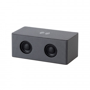 Bluetooth колонка "Cool Gray" с двумя динамиками (2х3Вт) и беспроводным зарядным устройством, переработанный пластик (RPET) Bluetooth колонка "Cool Gray" с двумя динамиками (2х3Вт) и беспроводным зарядным устройством, переработанный пластик (RPET)