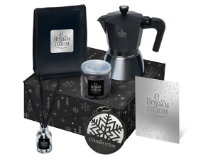 Подарочный набор «Re:Vive» с гейзерной кофеваркой, кофе и диффузором Подарочный набор «Re:Vive» с гейзерной кофеваркой, кофе и диффузором